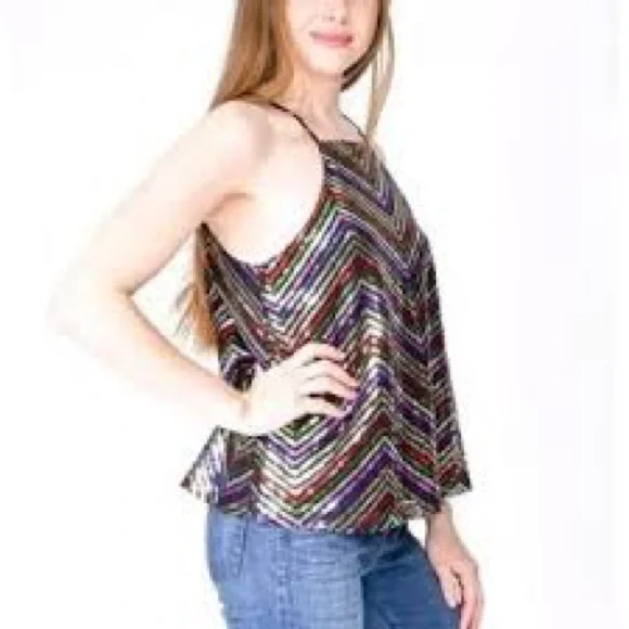 Amanda Uprichard Mako Sequin Halter | Sparkly Chevron Top โ Brand New - โฆ - Picture 6 of 8